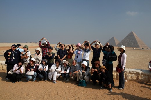 A group of tourists in Egypt