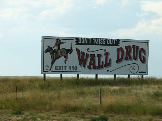 One of hundreds of Wall Drug signs on I-90 in South Dakota