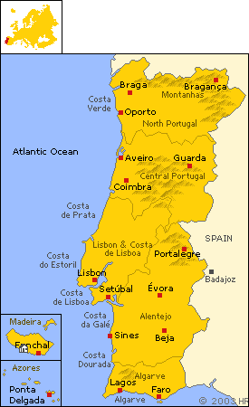 Madeira Island on the map of Portugal