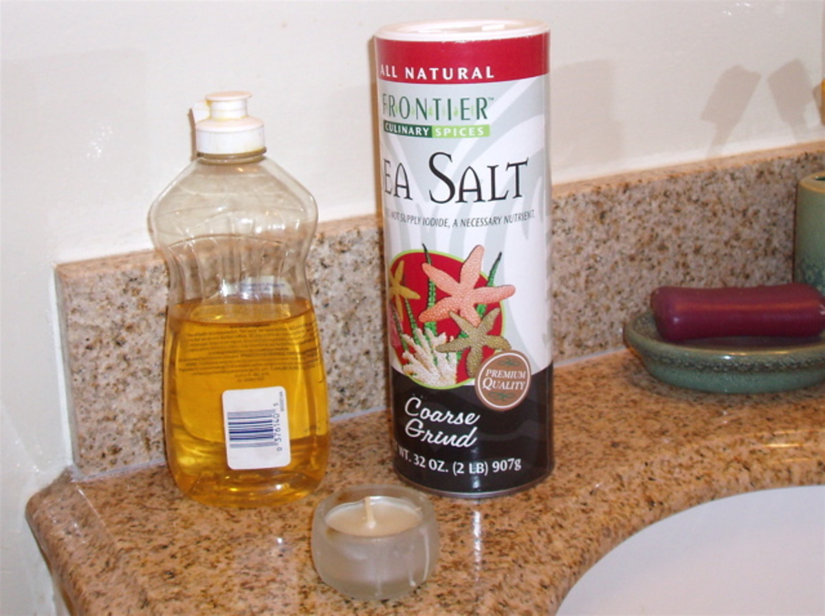 Sea salt and dish soap are great additives to the bathwater. Tealight candles are fun to place around the bath en masse.