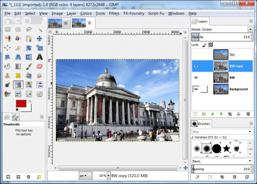 Fig. 2 Enhancing an image in GIMP 2.8 using selective colour
