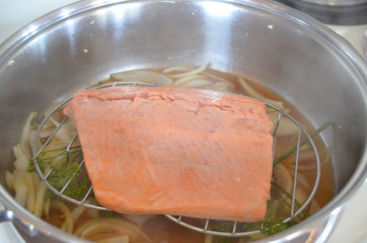 The fish is done when it just begins to flake.  Remember that it will cook a wee bit longer after you remove it, especially if you cover with foil.