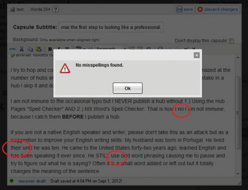 HubPages spell checker.