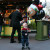 The author's 2 year old son enjoys a balloon at Christmastime in Downtown Disney.