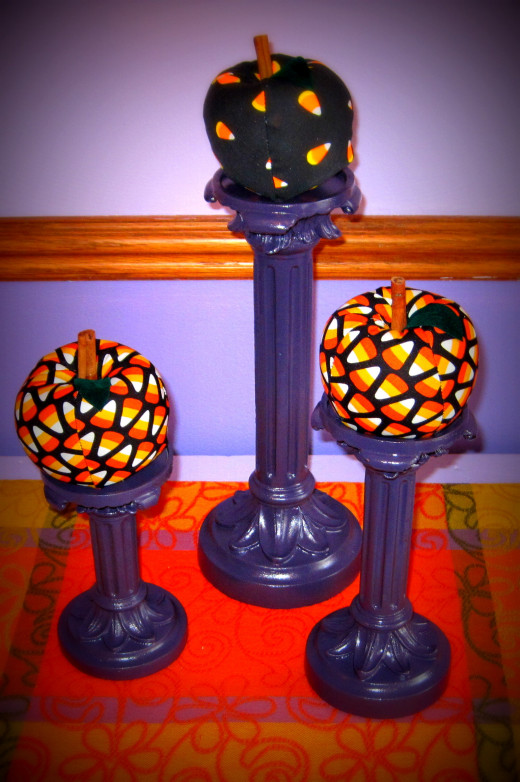 Re-purposed purple candle holders.