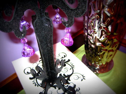 Black Sparkle Tree with Purple Crystals