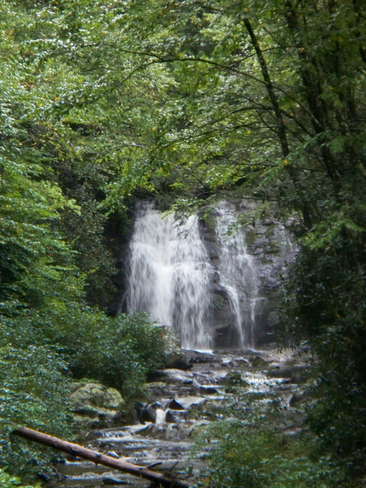 A nice waterfall between the park entrance on the road to Cades Cove in Great Smoky Mountain National Park
