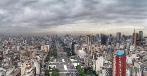 Arial view of July 9 Avenue, Buenos Aires