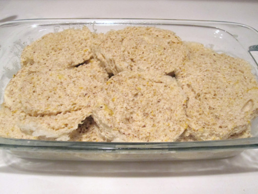 Soaked and ready for the oven