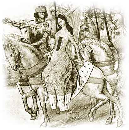 An image of Queen Isabella from a medieval chronicle