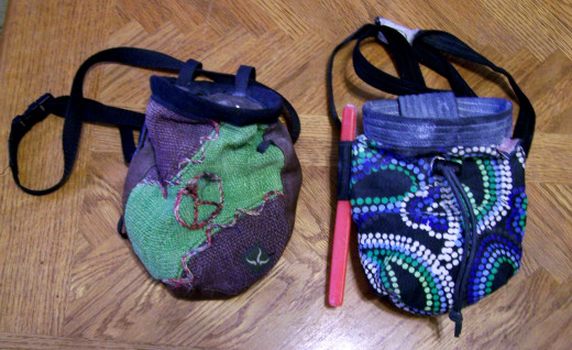 Several styles of chalk bags.
