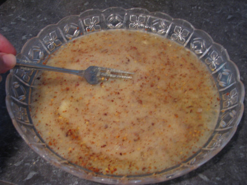 Mix all ingredients with fork.