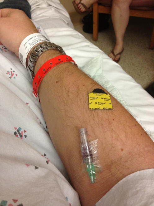 Tim's own photo of his IV.
