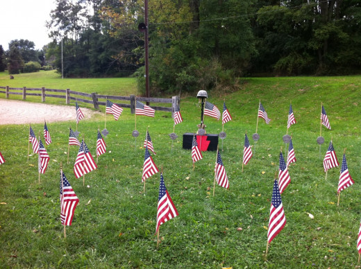 Each flag represents a PA National Guard soldier who died whlle fighting the War on Terror. 