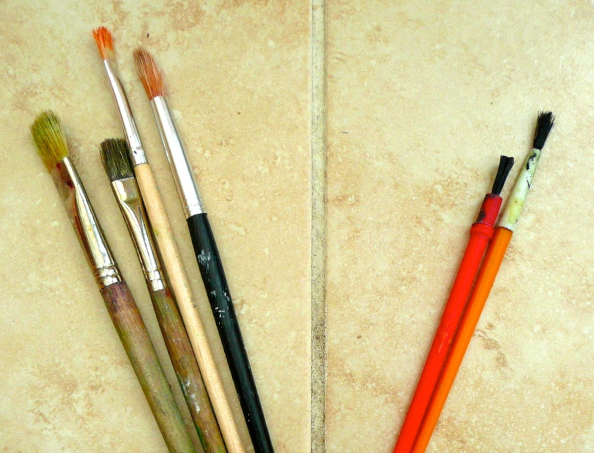 The brushes on he left of the line are all good for painting outside; those on the right are not. 