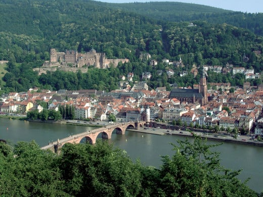 Heidelberg, Germany and the River Neckar in the Black Forest.