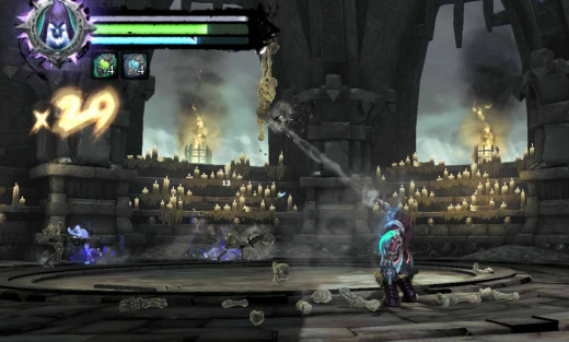 Darksiders 2 Defeat the Bonekeeper by shooting at it from Redemption. It is also necessary to clear the skeletons attacking the hero first to do this.