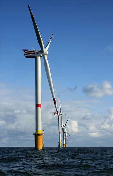 Modern offshore wind farm.