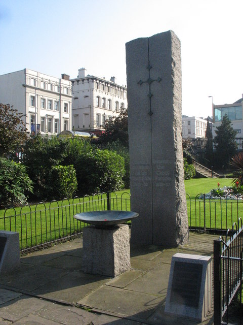 Famine Memorial in St. Luke's Churchyard, Liverpool, England.