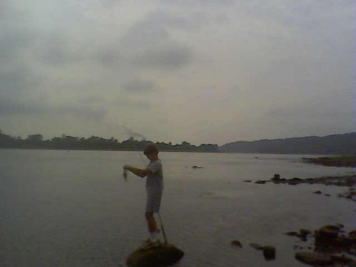 The big Ohio River  view downriver of Markland Dam as a wonderland for wildlife.