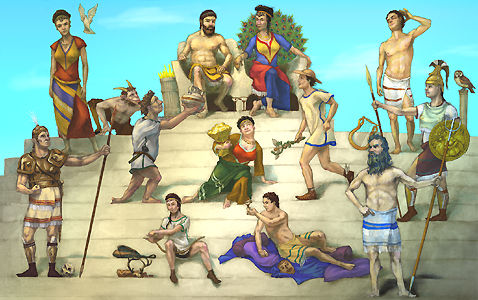 The gods on Mt. Olympus