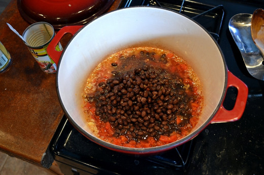 Black beans and rotel just added to the pot...