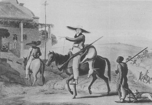 A Boer returning home after a hunt. 