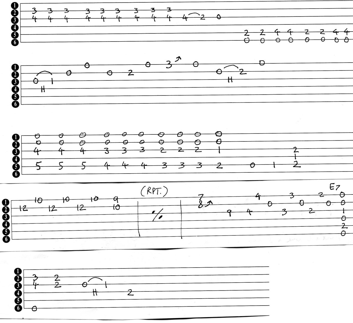 Guitar tab and guitar chords for playing Blues. 