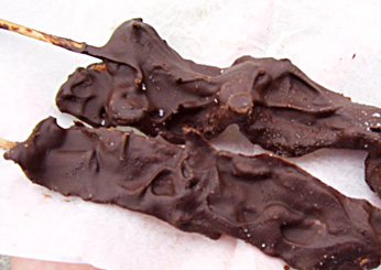 Chocolate covered bacon on a stick (Ohio)