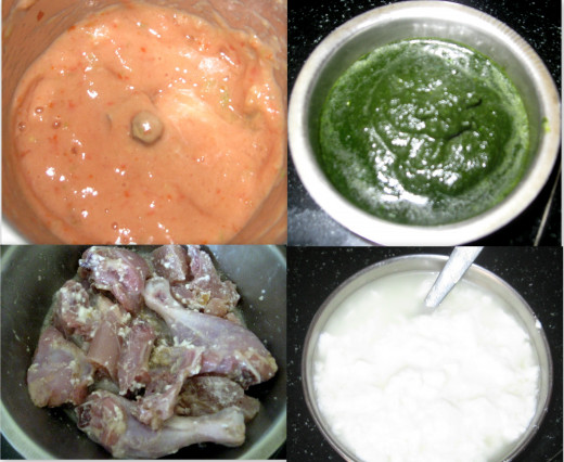 Ingredients : Tomato paste- Coriander paste -Marinate Chicken-Curd 