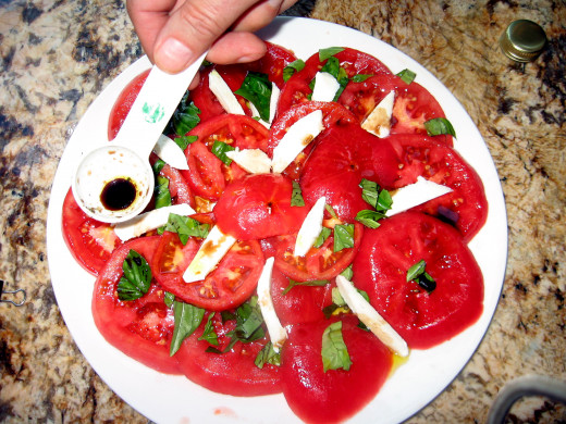 Splash with balsamic and olive oil.