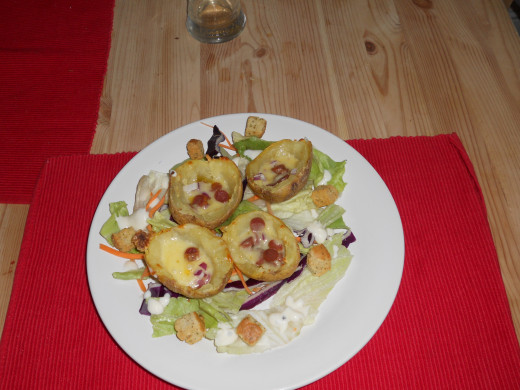 Filled potato skins may not be a five minute meal, but they are ideal for new parents