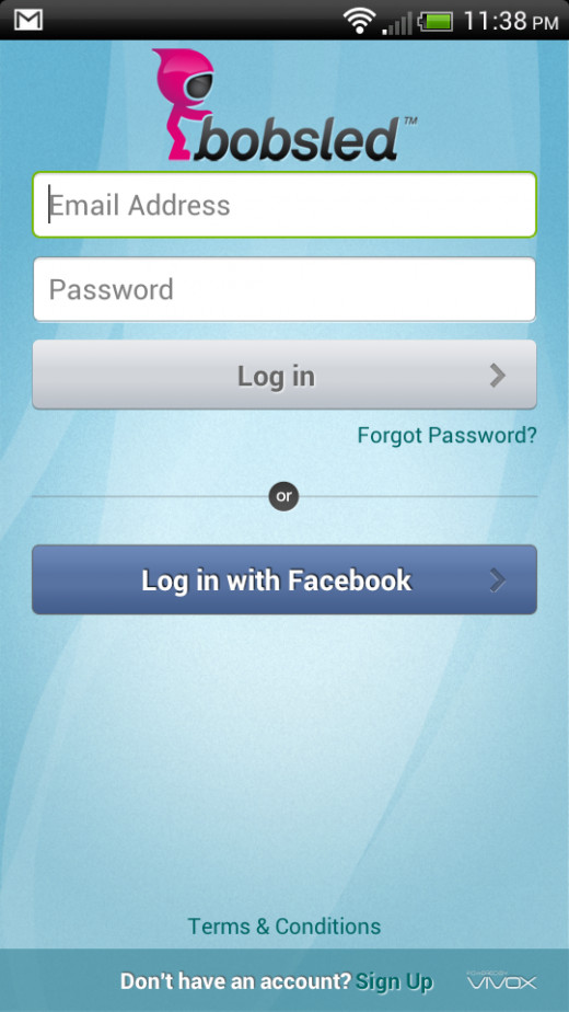 Bobsled Calling Login Screen