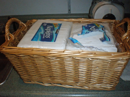 Use all kinds of baskets for organization both wood and plastic.