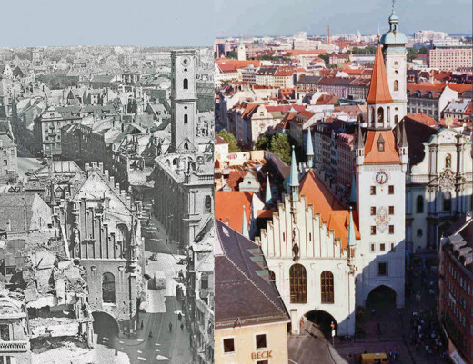 Since 1810 Oktoberfest has been cancelled more than 20 times due to war, disease or economic depression. This photo records WWII damage to Munich.