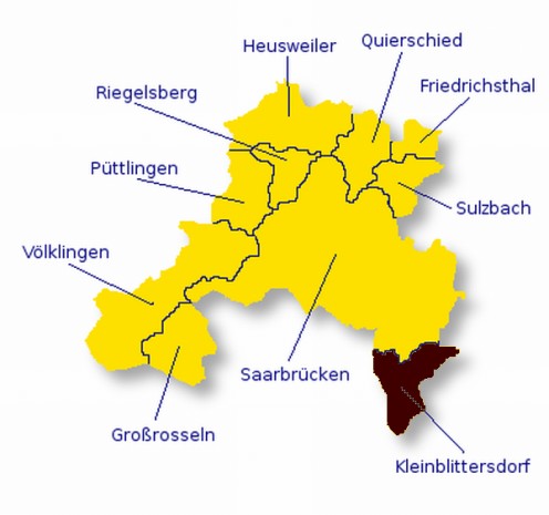 Map of the Saarbruecken region