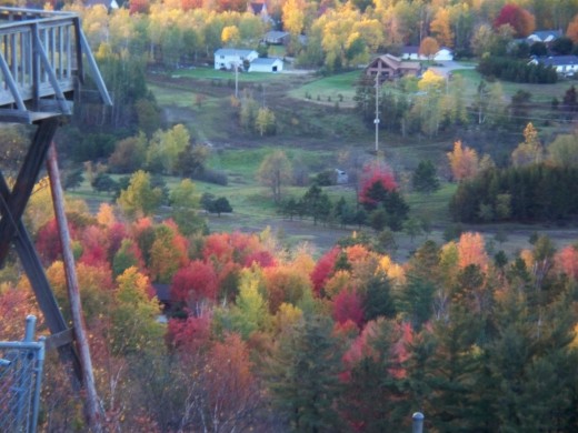 View looking down the hill from the base of the Pine Mountain Ski Jump
