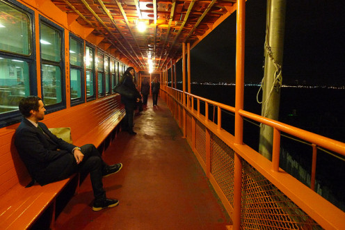 Walkway on the Staten Island Ferry.