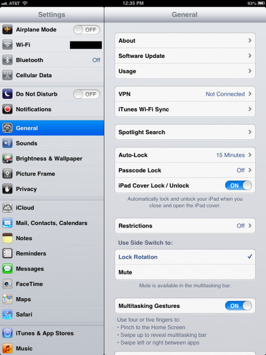 Tap "General" on the left side of the screen and then tap "Passcode Lock" on the right side of the screen.