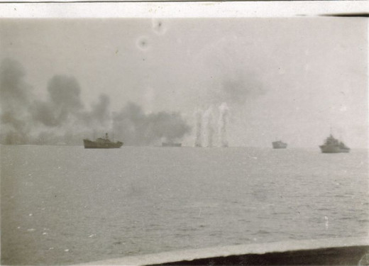 A British Salvo falls short during the Battle of Dakar