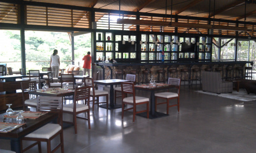 The dining area and bar.  This area is very spacious.  The architecture of the building is stunning.