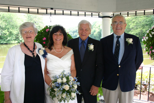 My # 5 and # 6 joys: My parents, here with us on our wedding day, 8/1/2012.