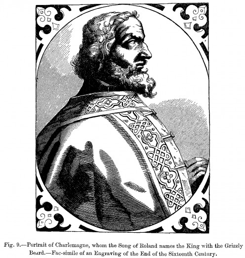 Portrait of Charlemagne, engraving, end of 16th century 