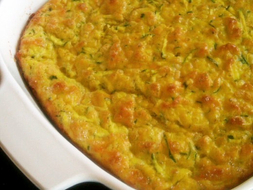 Zucchini & Cheese Souffle, made with 8 of our fresh eggs (one of which had a double yolk).