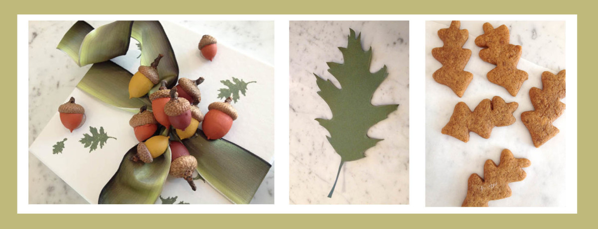 A DIY Fall-Inspired Gift: Painted Acorns, Leaf-Shaped Gift Tag and a Box of Autumn Harvest Ginger Cookies