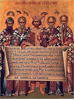 Icon depicting the First Council of Nicea