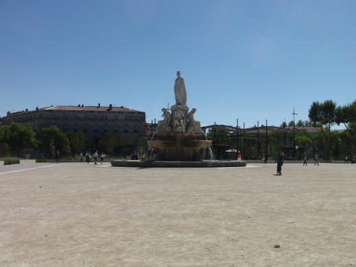 Fountain in the main square of Nimes