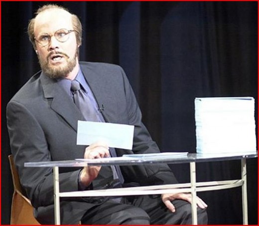 Combined with the know-it-all artsy flair and mellow-drama of James Lipton from "Inside the Actor's Studio" Combined with the know-it-all artsy flair and mellow-drama of James Lipton from "Inside the Actor's Studio"
