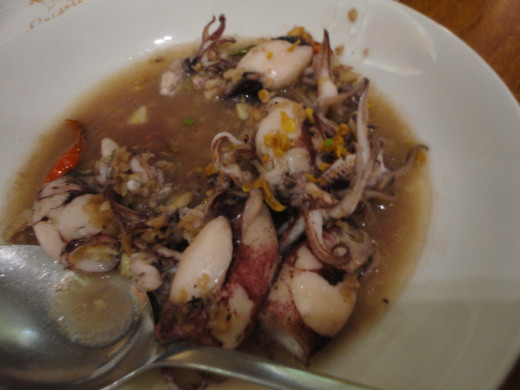 TARSILLO SQUID AL AJILLO , squid sauted in olive oil