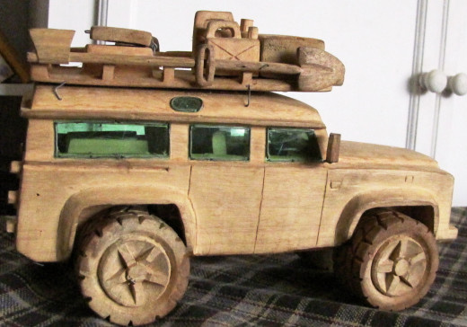 Landrover carved with remarkable detail